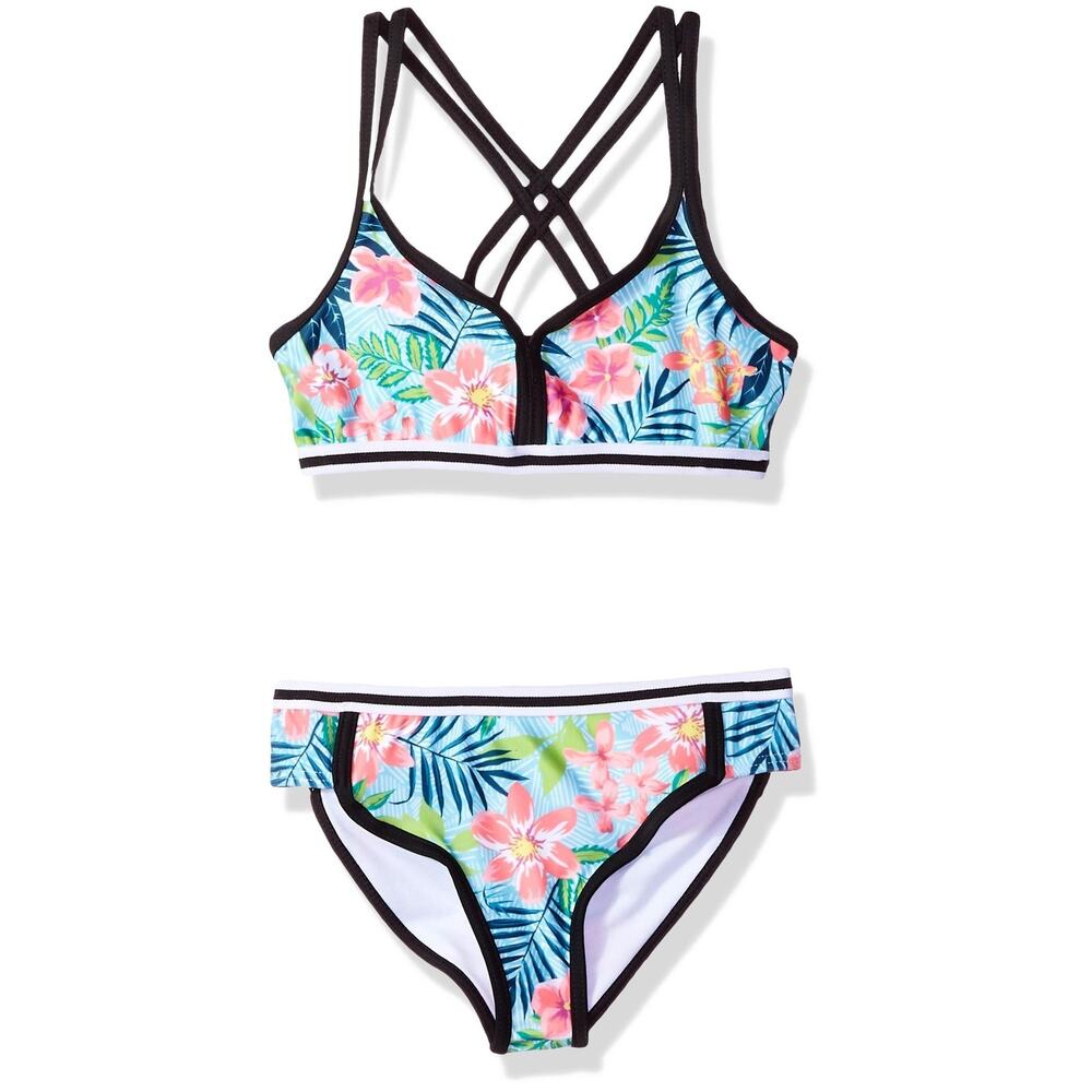 Jantzen Girls Tropicana Vibrant Bikini Tropical FOILIAGE Print Size 10